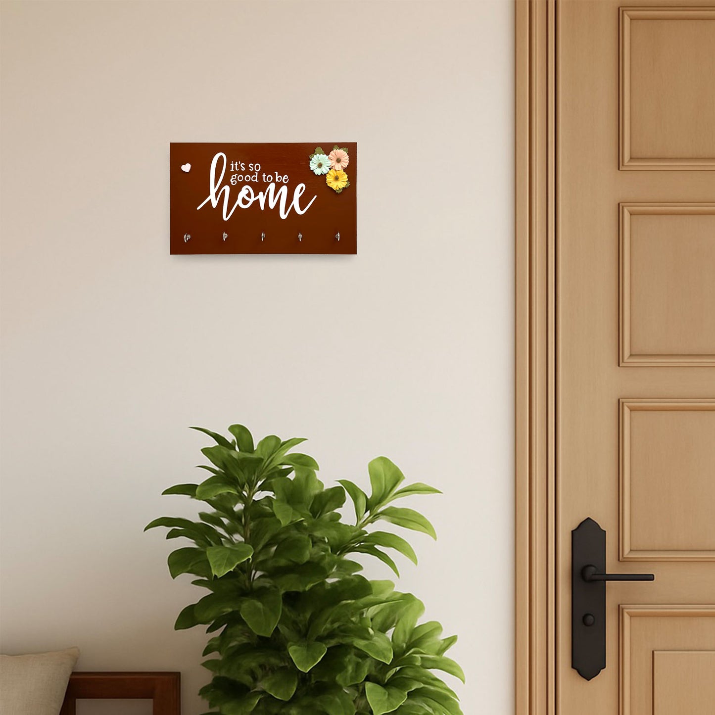 Hand-Painted Wooden Key Holder-  It's So Good To Be Home