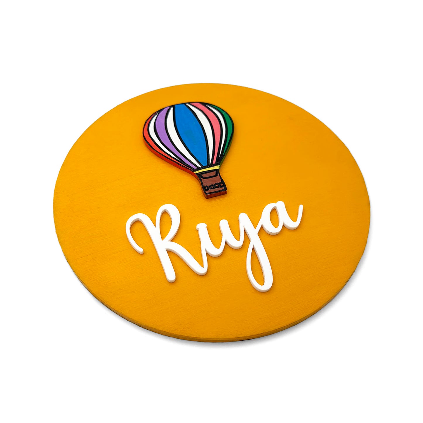 Hot Air Balloon Themed Hand-Painted Wooden Mini Kids Name Plate