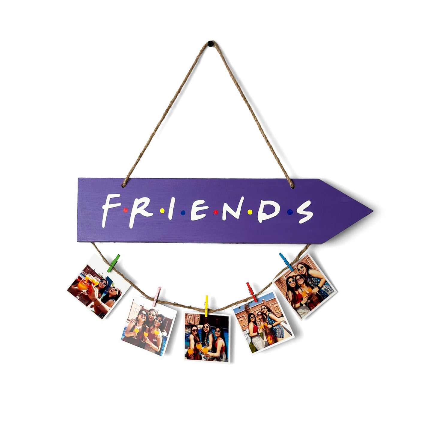F.R.I.E.N.D.S. Hand-Painted Wooden Arrow Photo Holder