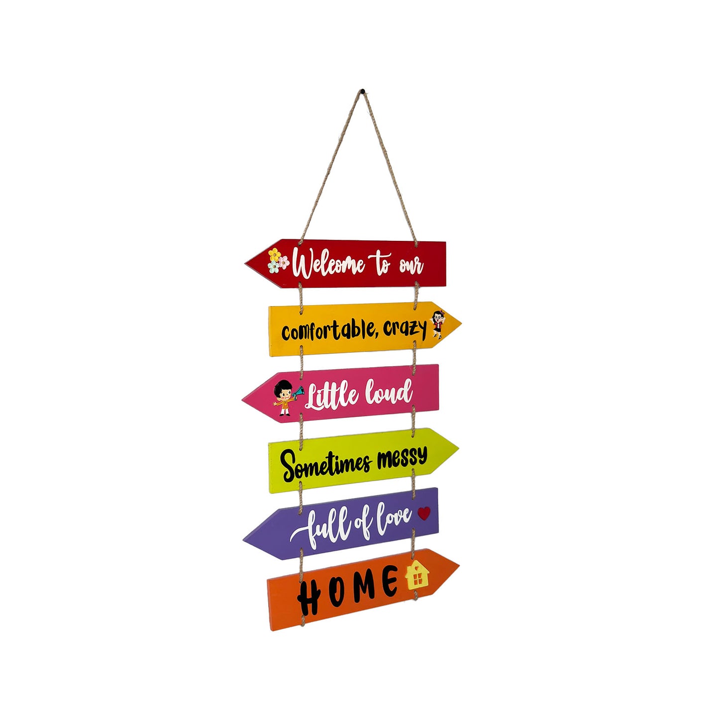 Welcome To Our Home Hand-Painted Wooden Arrow Plank Wall Hanging - Design 11