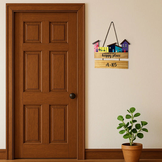 Hut-Shaped Hand-Painted Wooden Name Plate For Home - Hut Board & One Plank Design 5