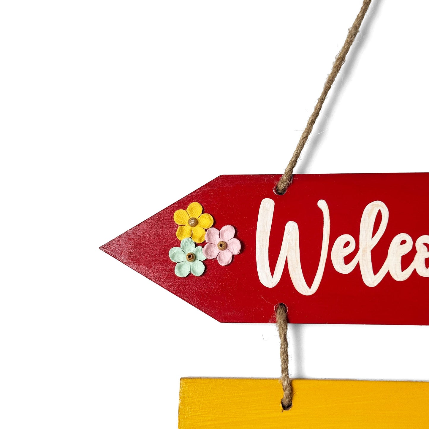 Welcome To Our Home Hand-Painted Wooden Arrow Plank Wall Hanging - Design 11