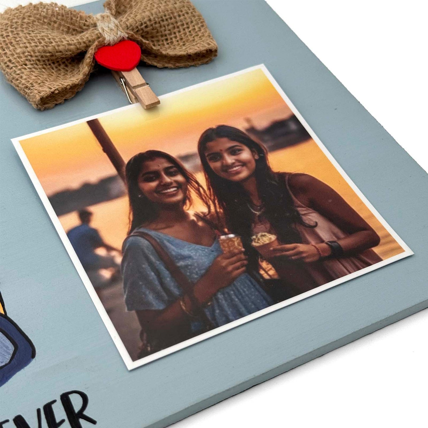 Best Friends Forever Hand-Painted Wooden Photo Holder - Light Grey