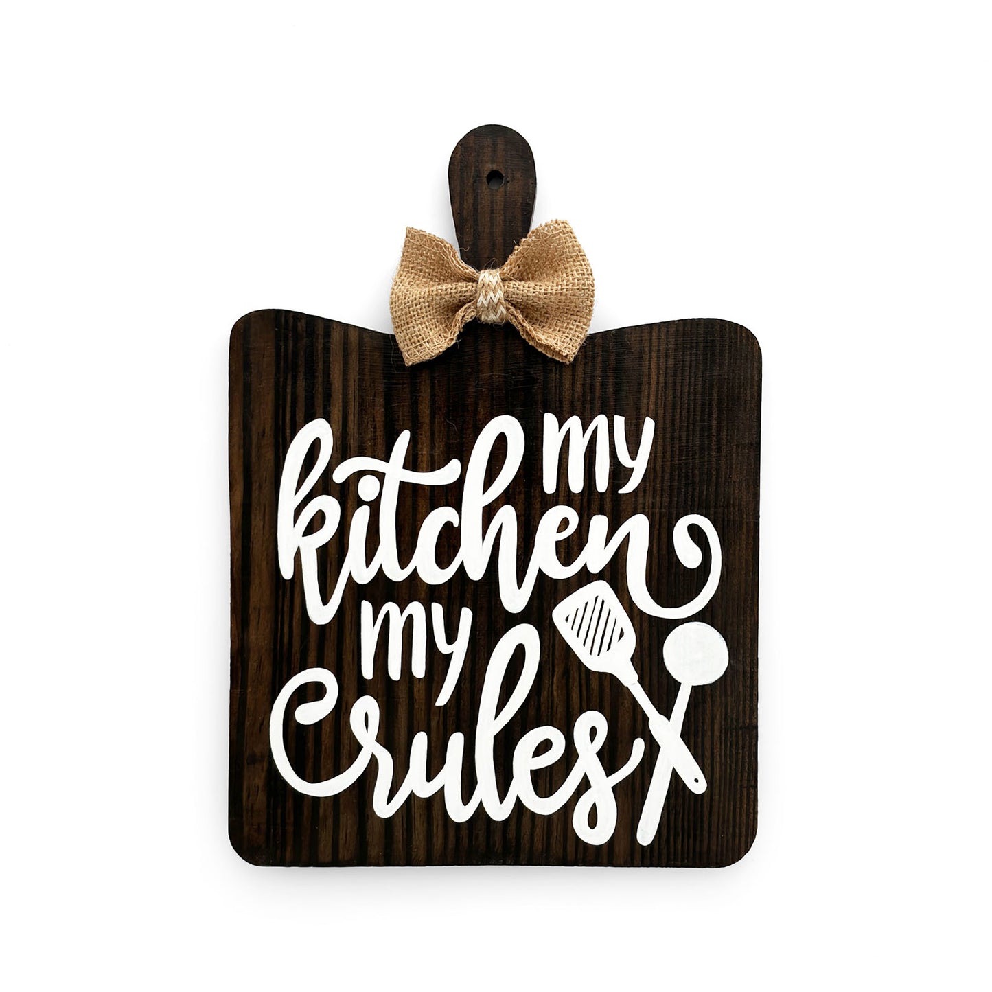 My Kitchen My Rules Hand-Painted Wooden Chopping Board Kitchen Wall Hanging - Wooden Finish