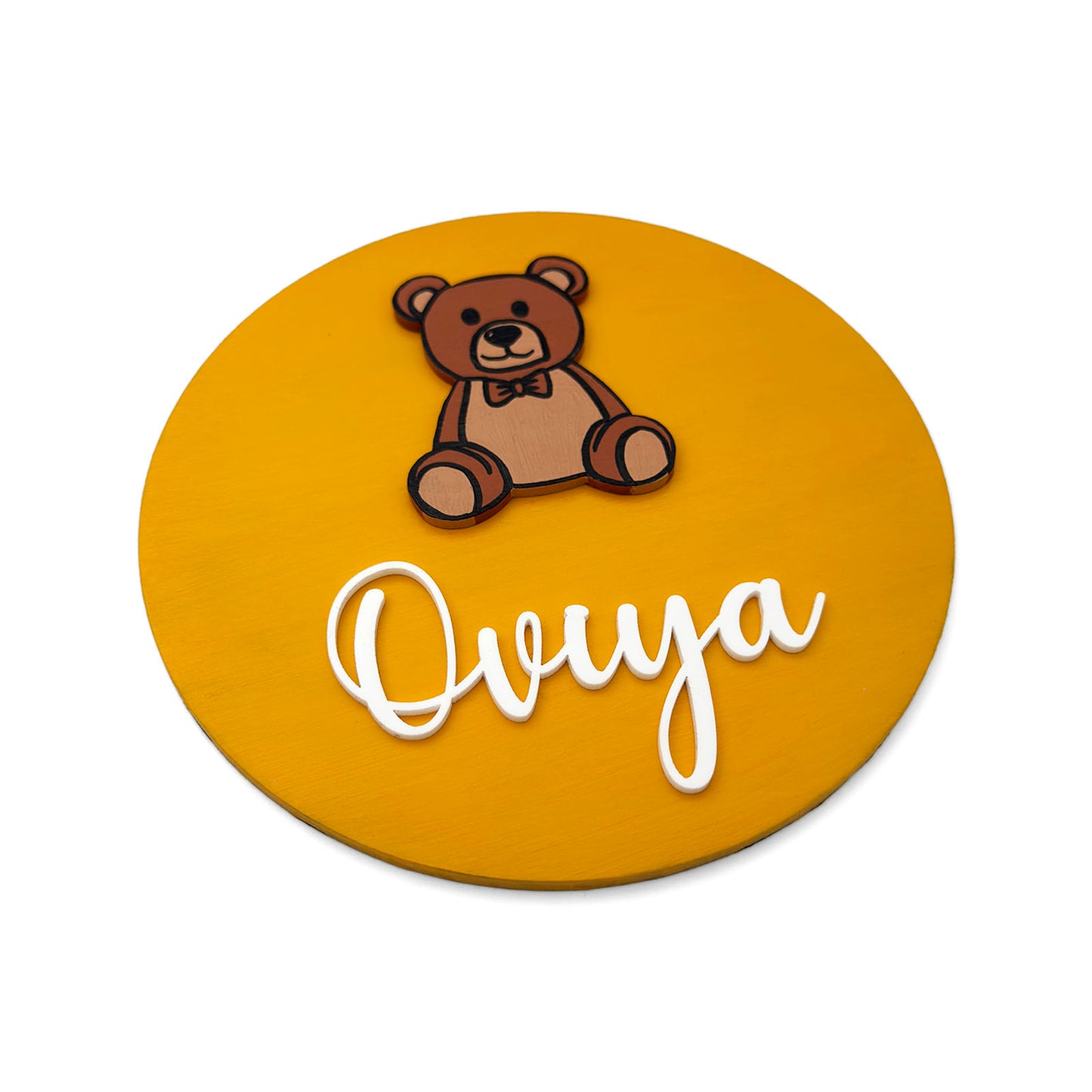 Teddy Bear Themed Hand-Painted Wooden Mini Kids Name Plate