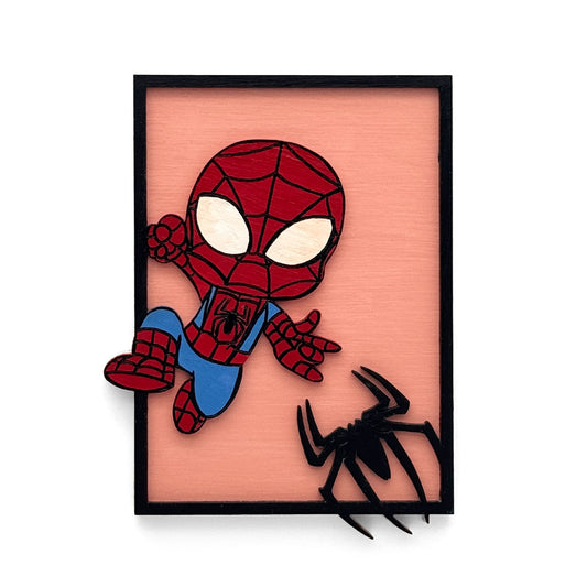 Spiderman Hand-Painted Wooden Kids Wall Frame