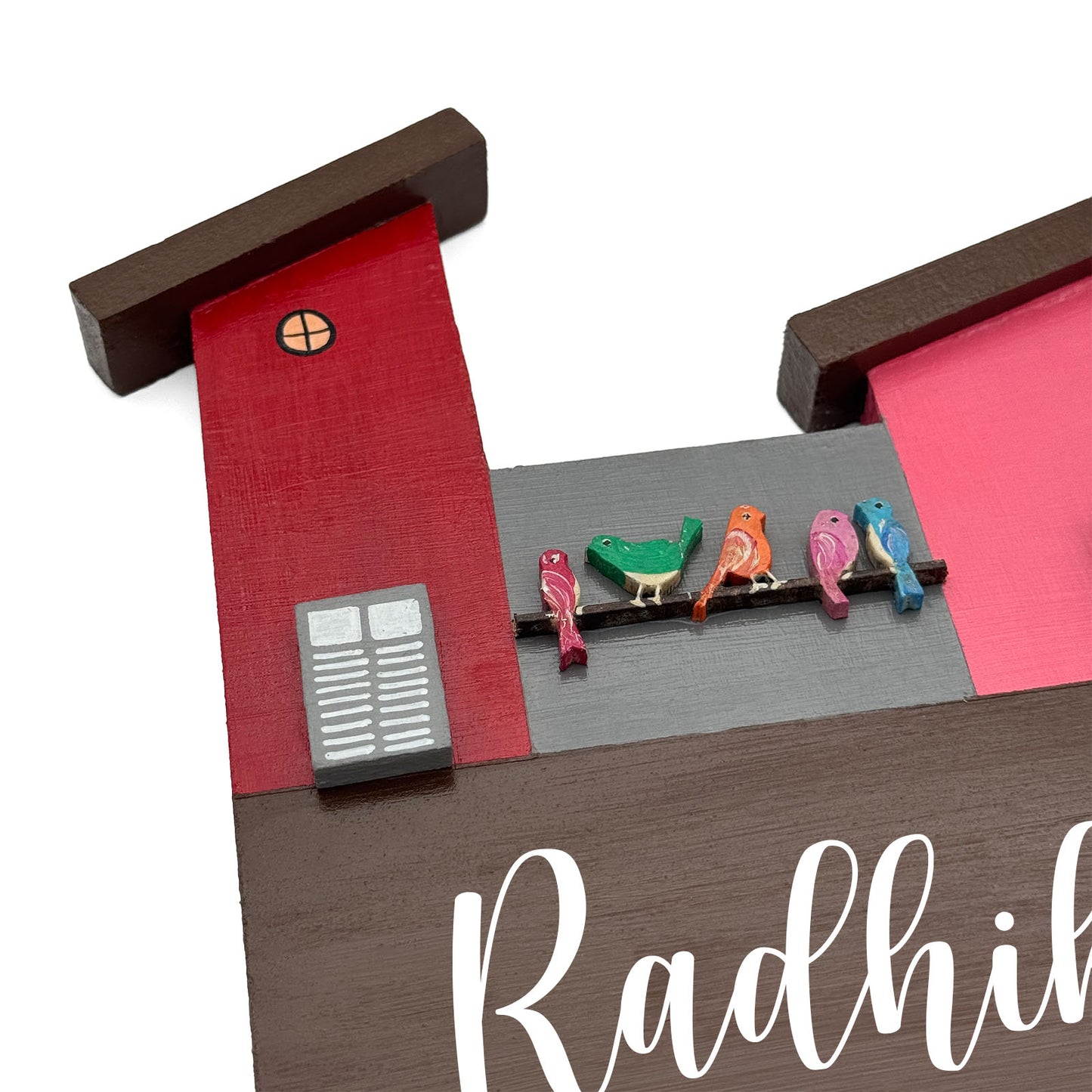 Hut-Shaped Hand-Painted Wooden Name Plate For Home - Hut Board Design 4
