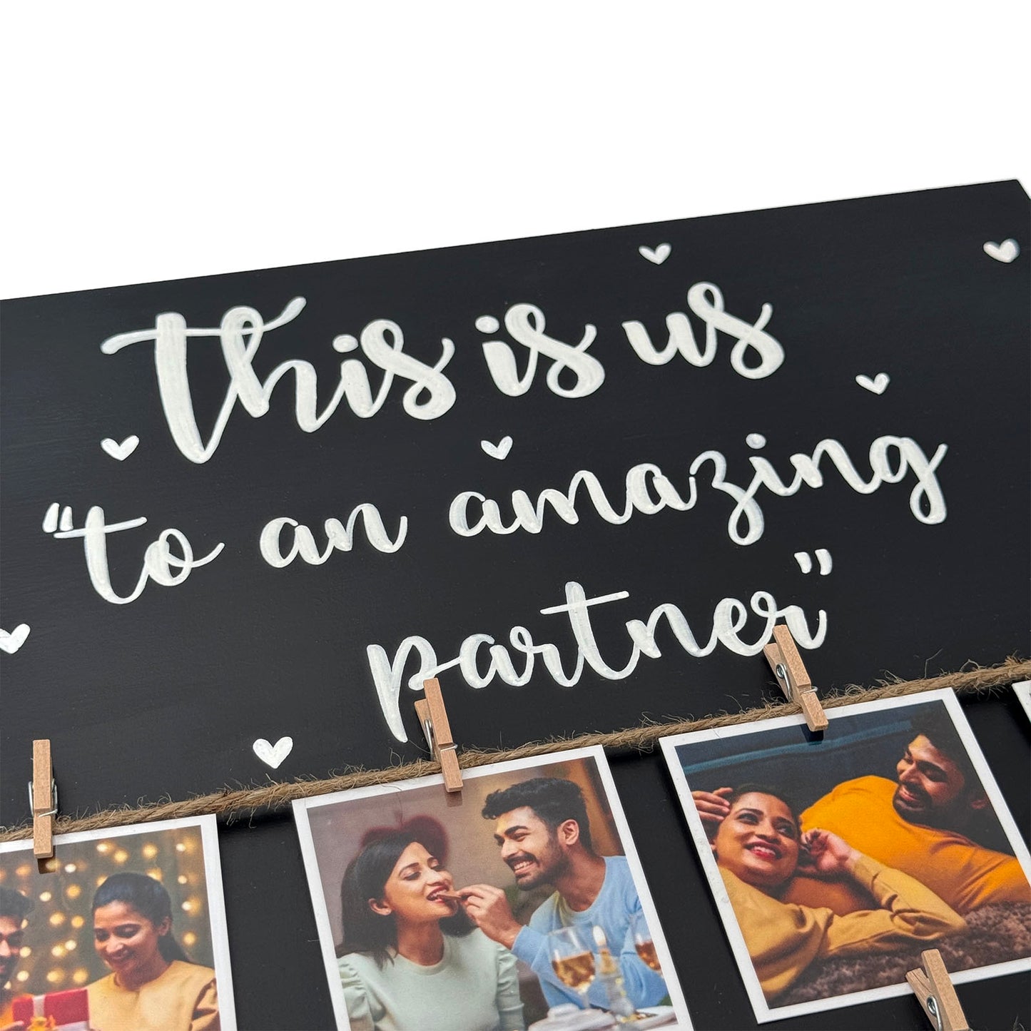 This Is Us To An Amazing Partner Hand-Painted Wooden Photo Holder - Black