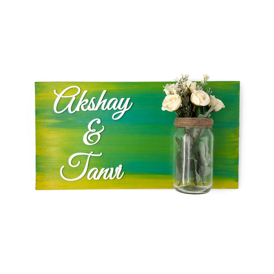 Hand-Painted Wooden Name Plate With Jar For Home - Only Jar Board
