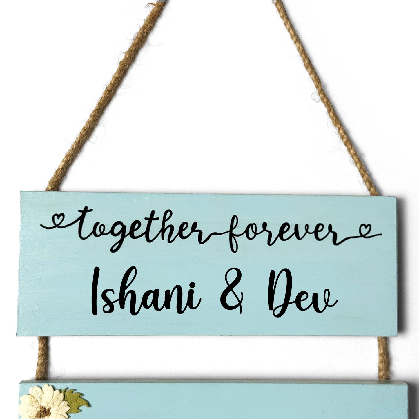 Together Forever Personalised Hand-Painted Wooden Photo Holder - Light Grey