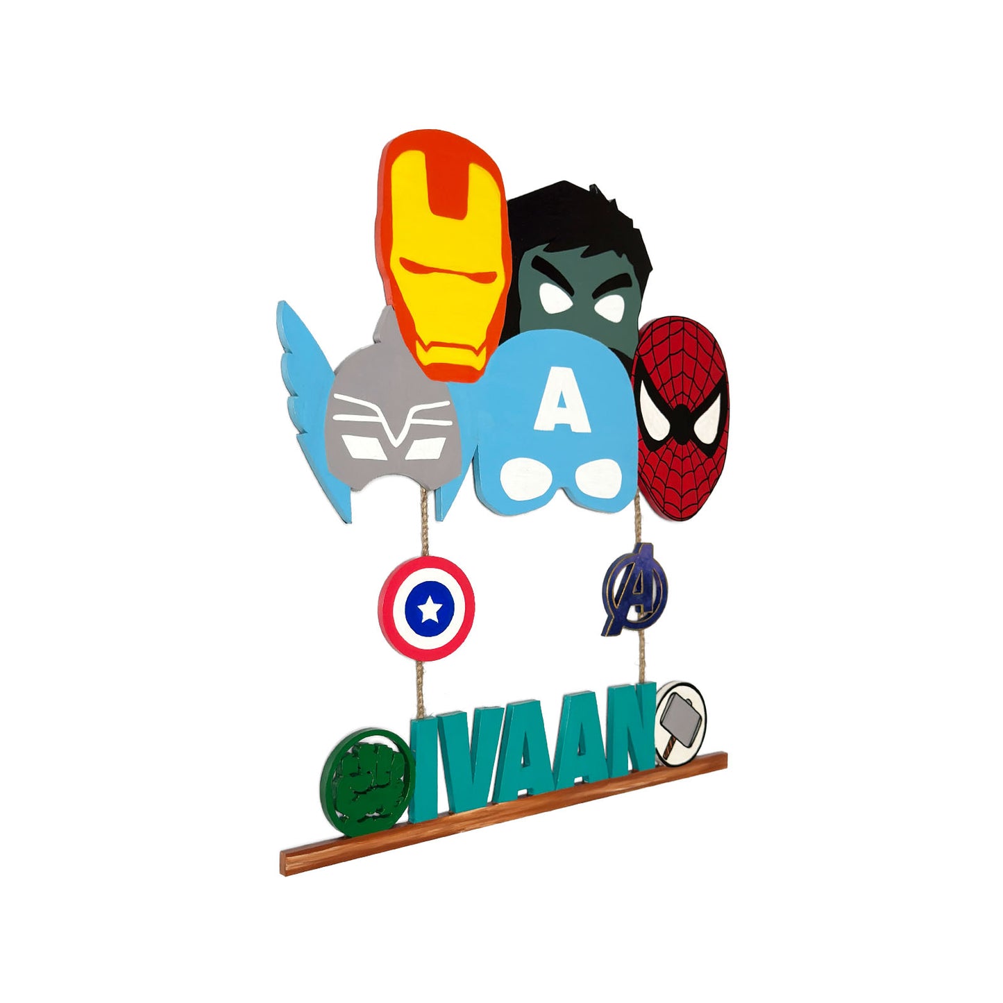 Avengers Themed Hand-Painted Wooden Kids Name Plate