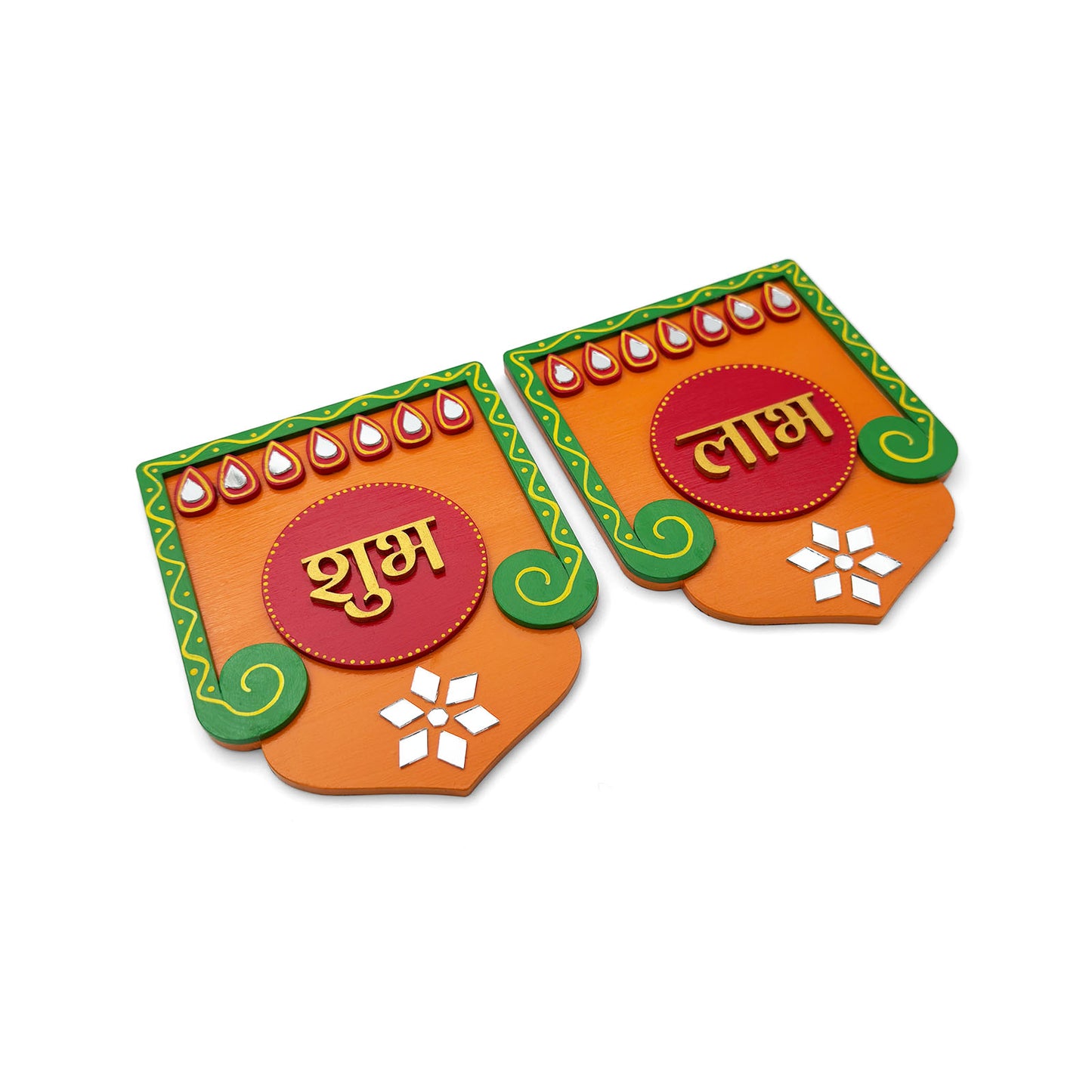 Shubh Labh Hand-Painted Wooden Wall Hanging - Design 2