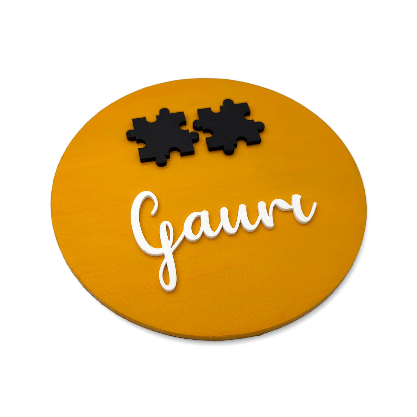 Puzzle  Themed Hand-Painted Wooden Mini Kids Name Plate