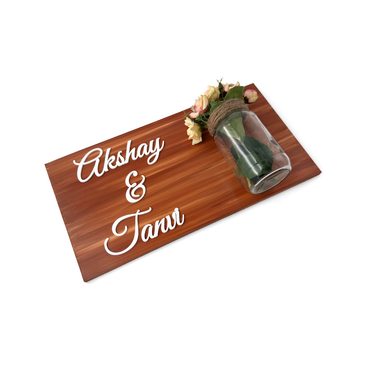 Hand-Painted Wooden Name Plate With Jar For Home - Only Jar Board
