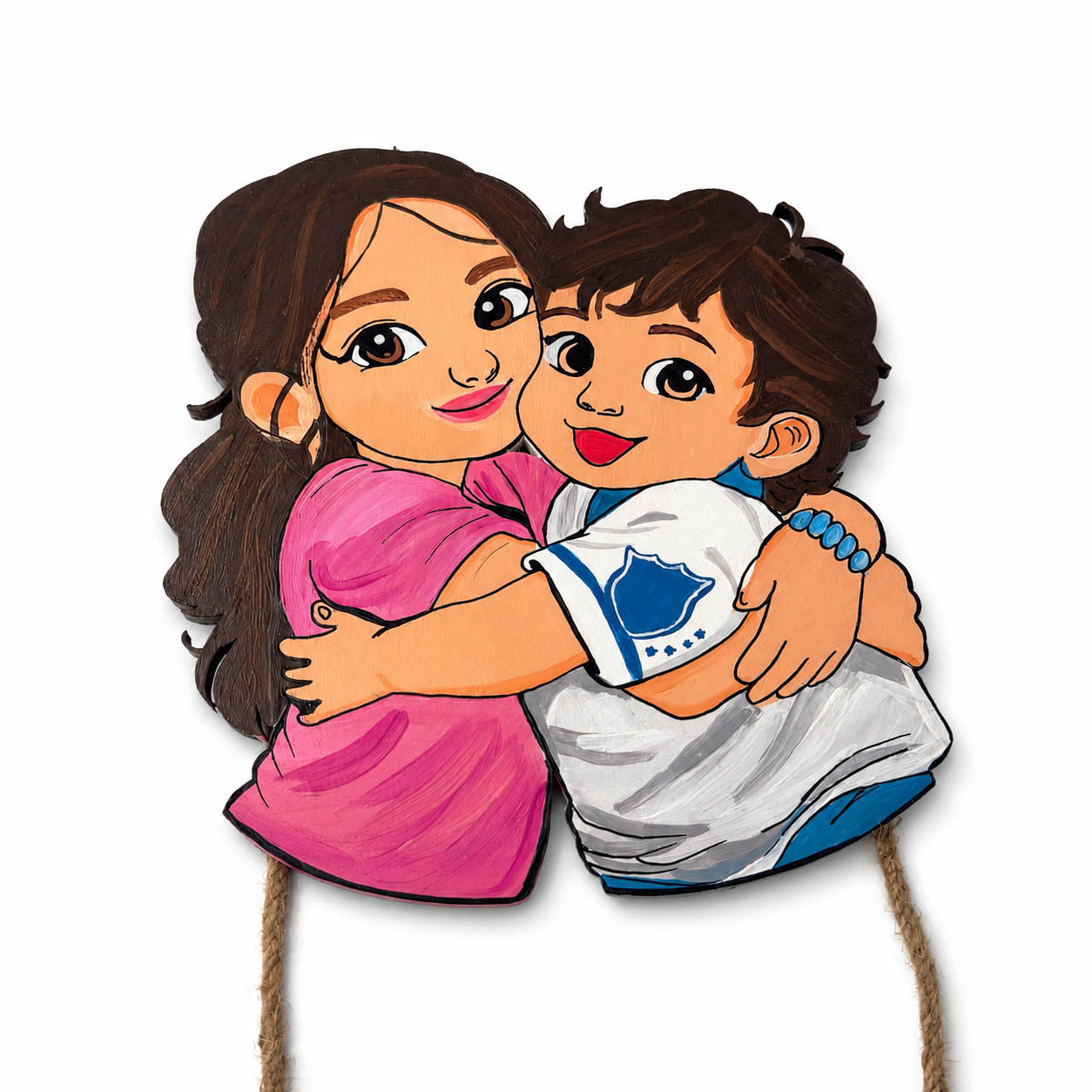 Siblings Brother Sister Themed Hand-Painted Wooden Kids Name Plate - Design 2