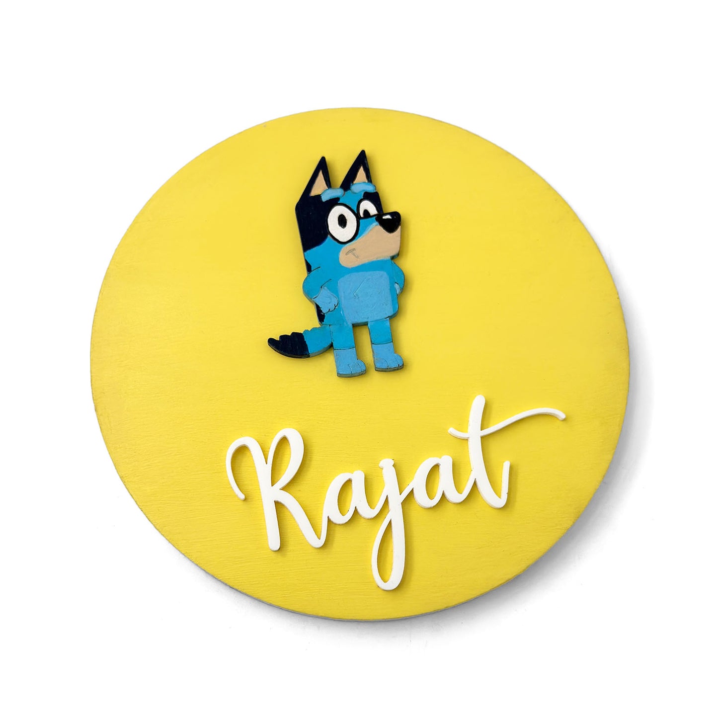 Bluey Themed Hand-Painted Wooden Name Plate For Kids