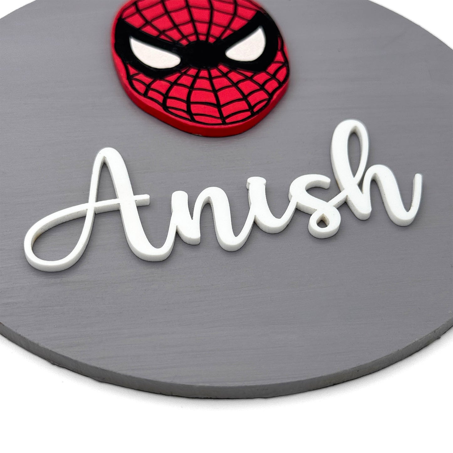 Spiderman Themed Hand-Painted Wooden Mini Kids Name Plate
