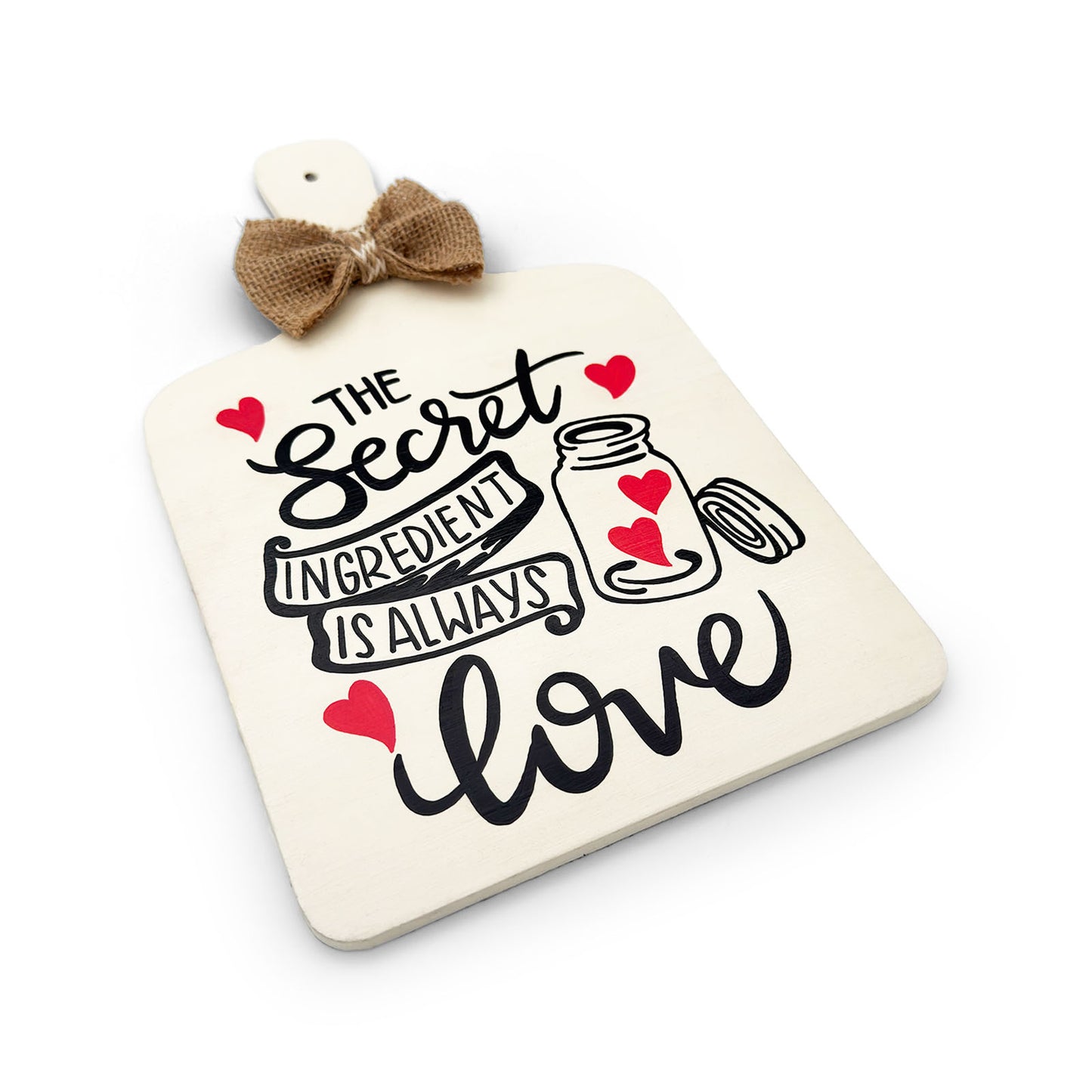 The Secret Ingredient Is Always Love Hand-Painted Wooden Chopping Board Kitchen Wall Hanging - Beige