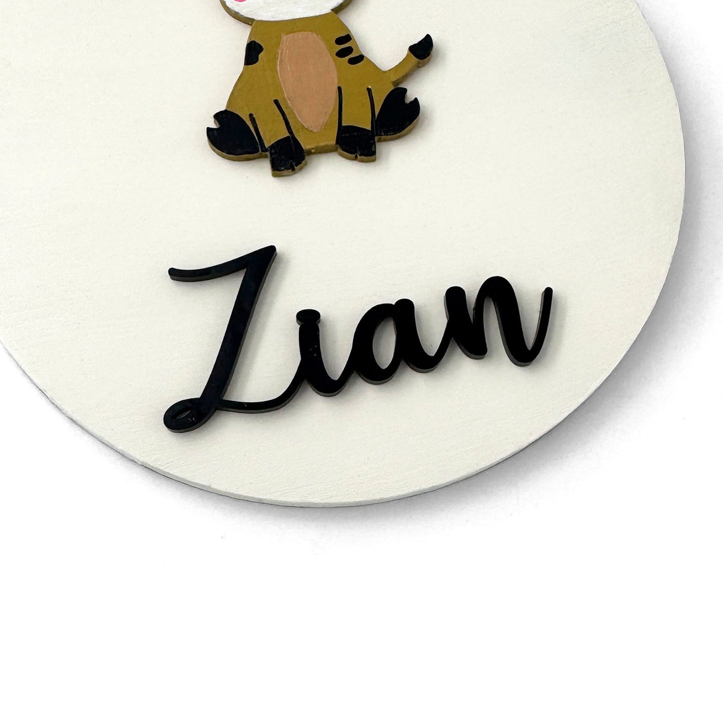 Giraffe Themed Hand-Painted Wooden Name Plate For Kids