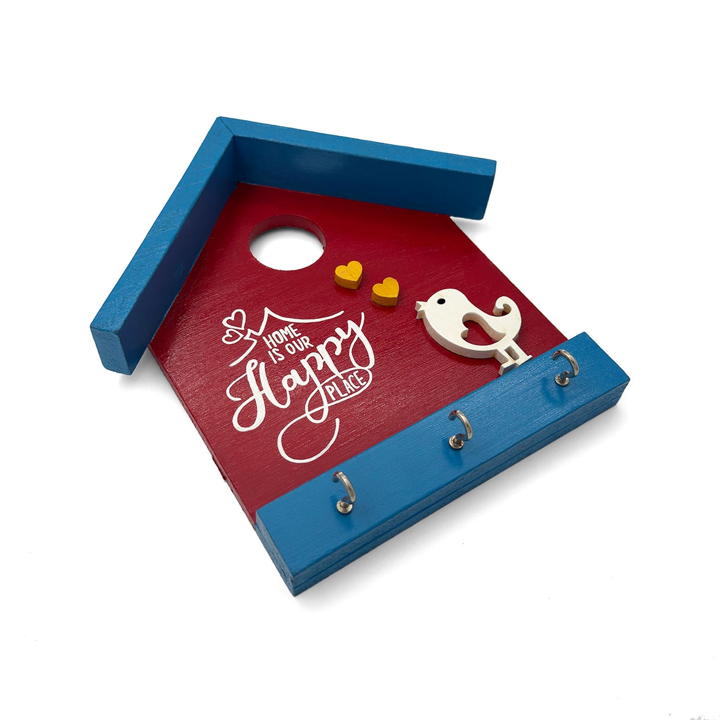 Hand-Painted Wooden Hut Key Holder -  Home Is Our Happy Place