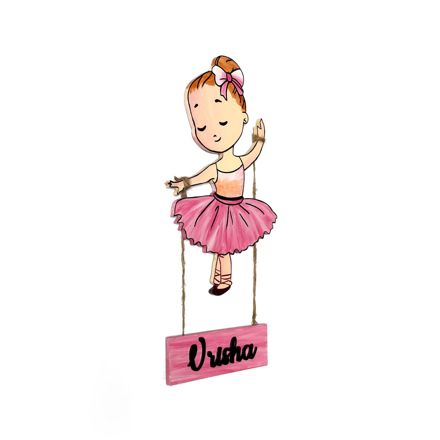 Doll Themed Hand-Painted Wooden Kids Name Plate