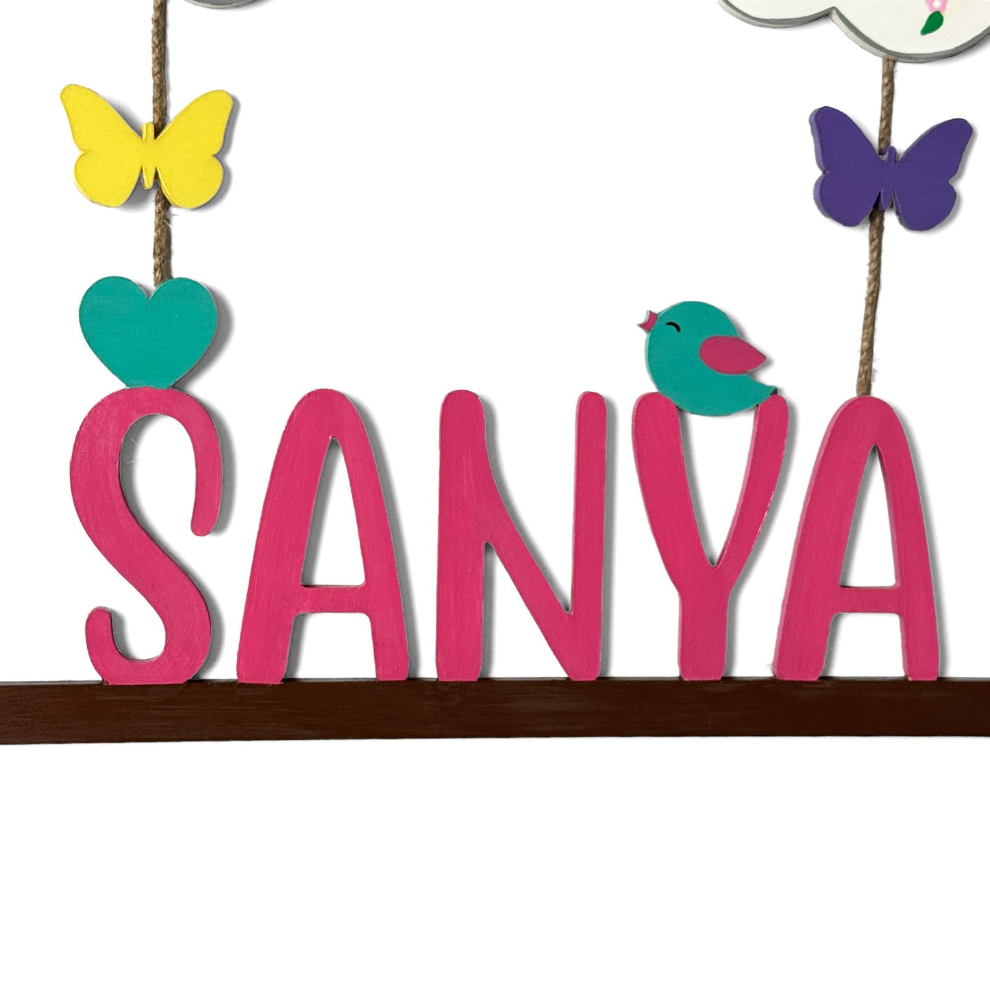 Unicorn Themed Hand-Painted Wooden Kids Name Plate - Design 1