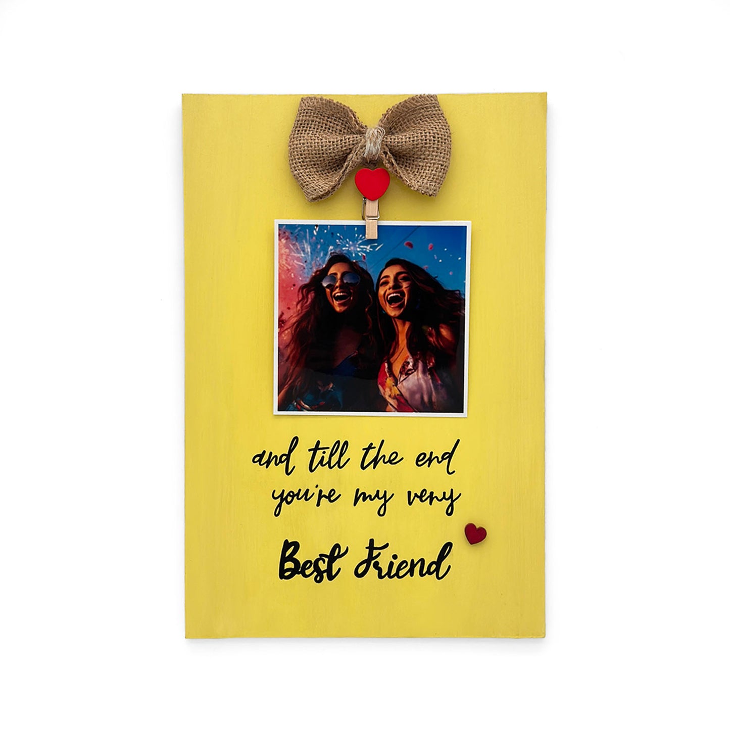 Best Friend Hand-Painted Wooden Photo Holder - Yellow