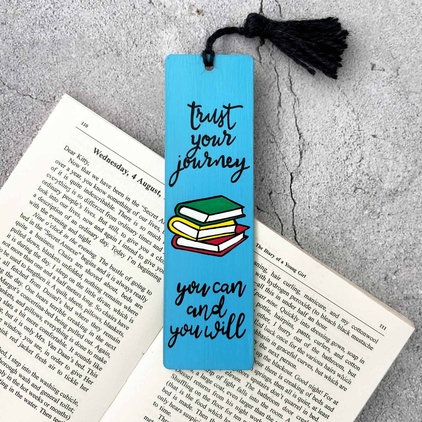 Hand-Painted Wooden Bookmark - Trust Your Journey