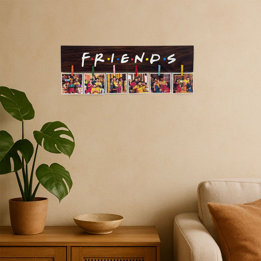 F.R.I.E.N.D.S. Hand-Painted Wooden Photo Holder - Wooden Finish