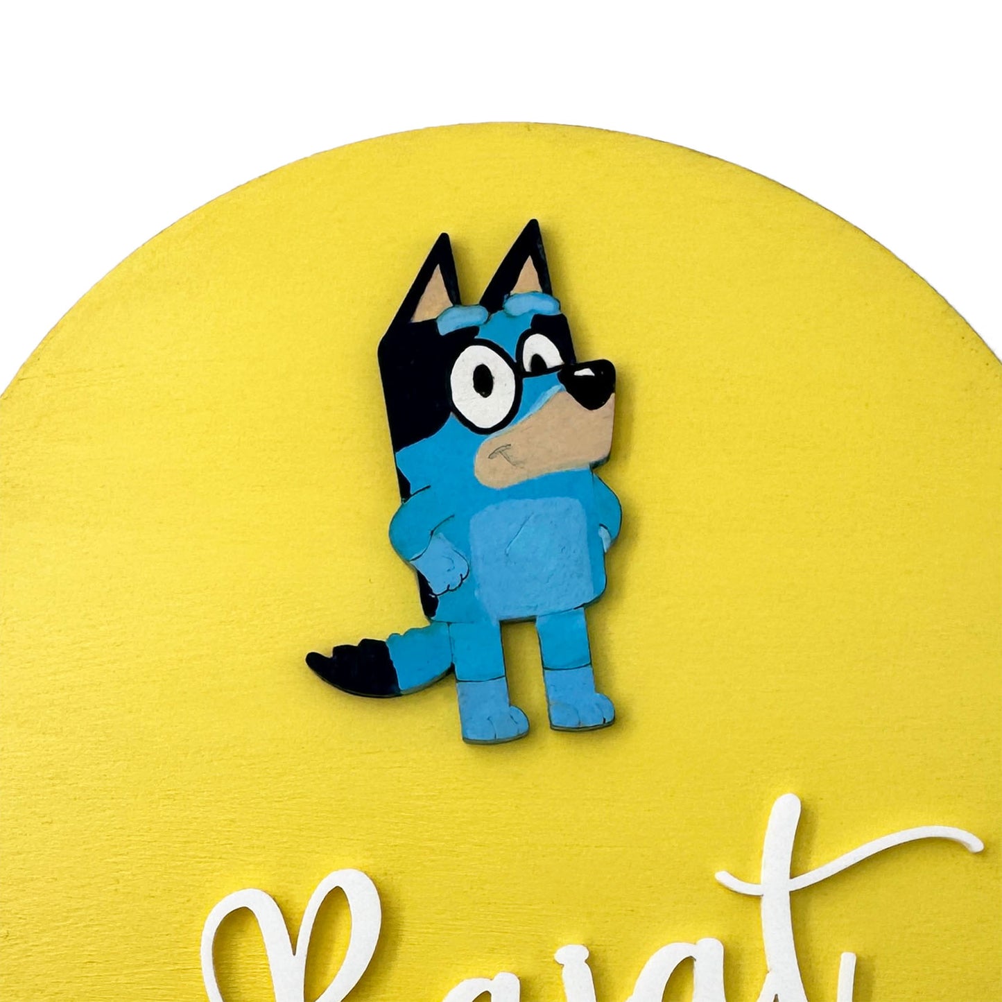 Bluey Themed Hand-Painted Wooden Name Plate For Kids