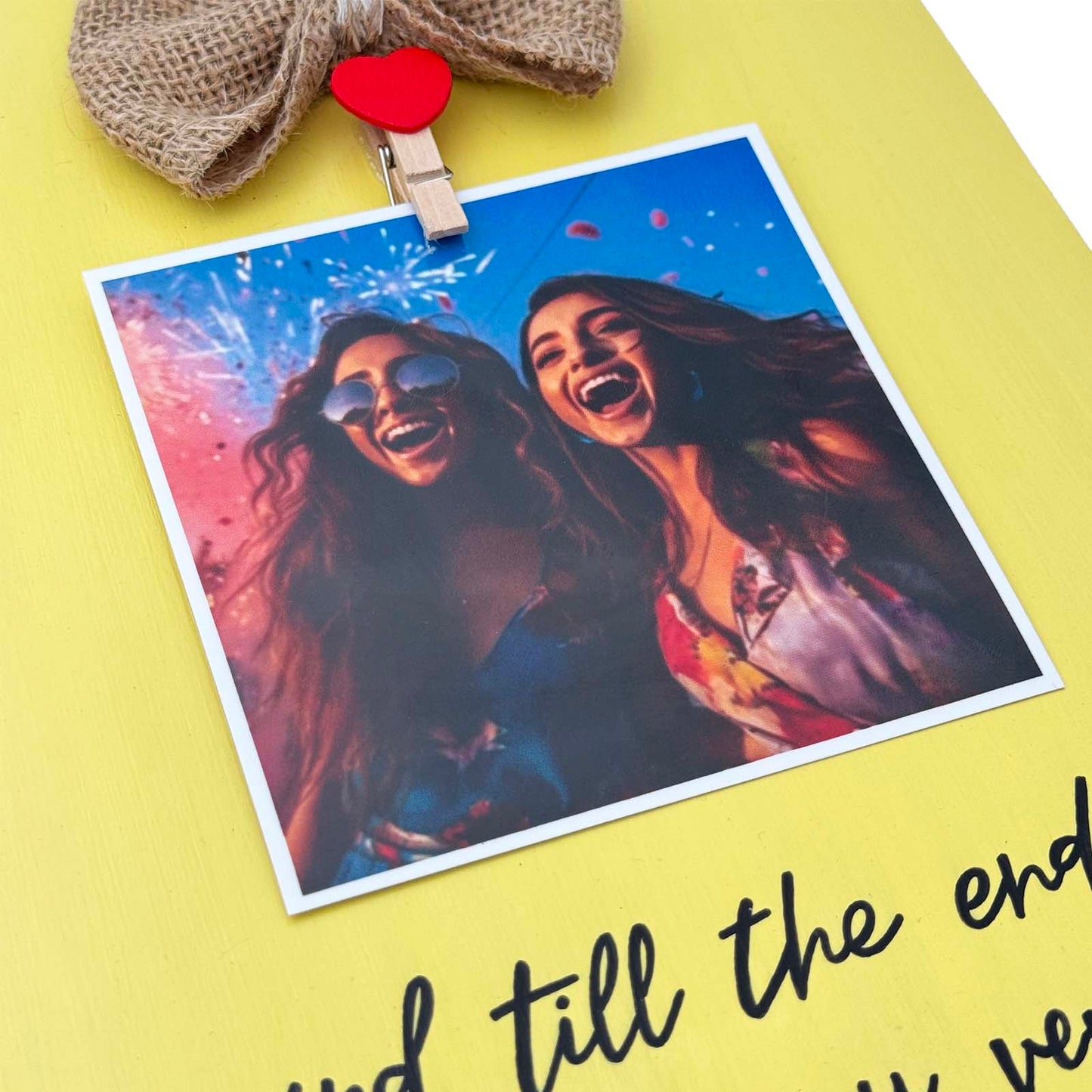 Best Friend Hand-Painted Wooden Photo Holder - Yellow