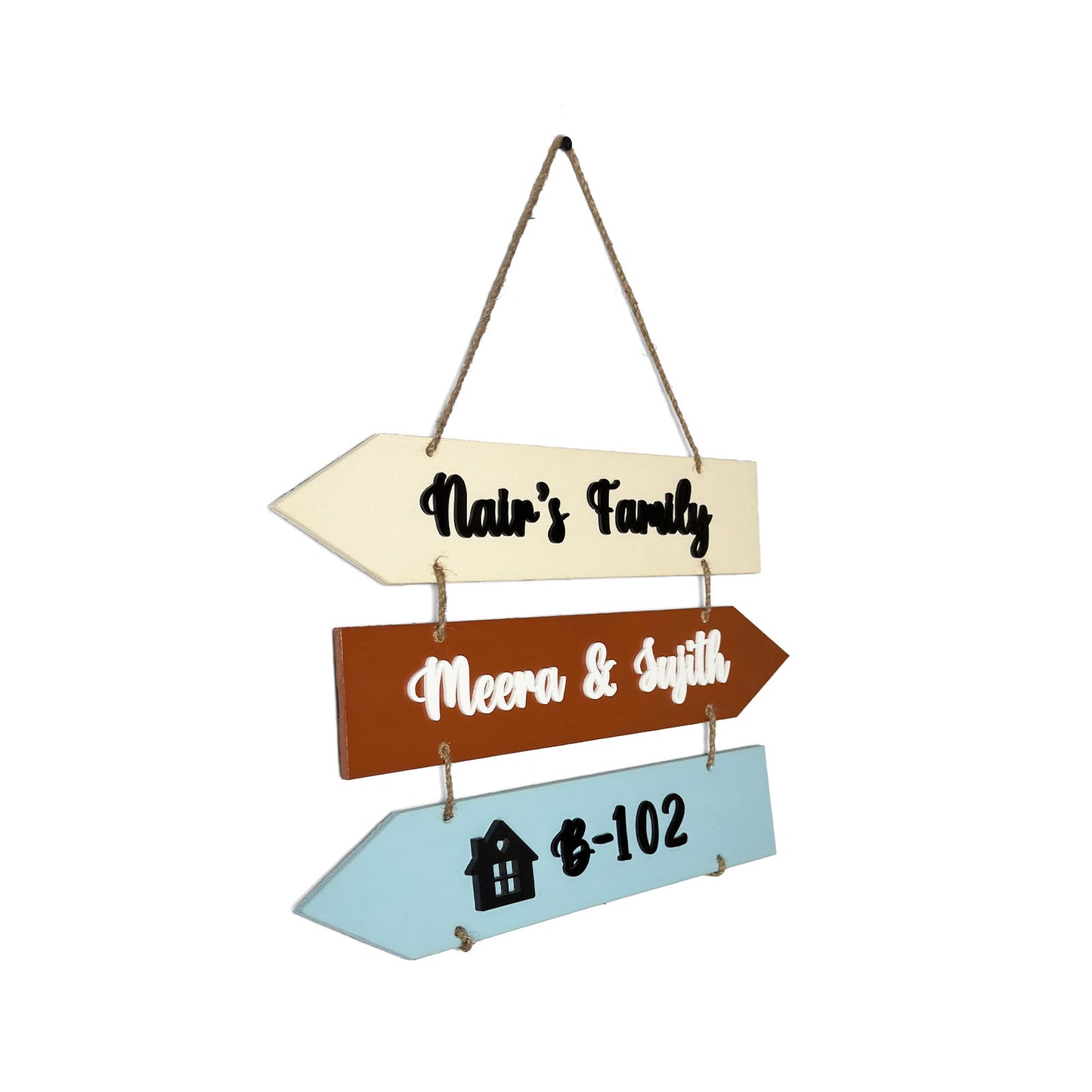 Personalised Hand-Painted Arrow Wooden Plank Name Plate For Home