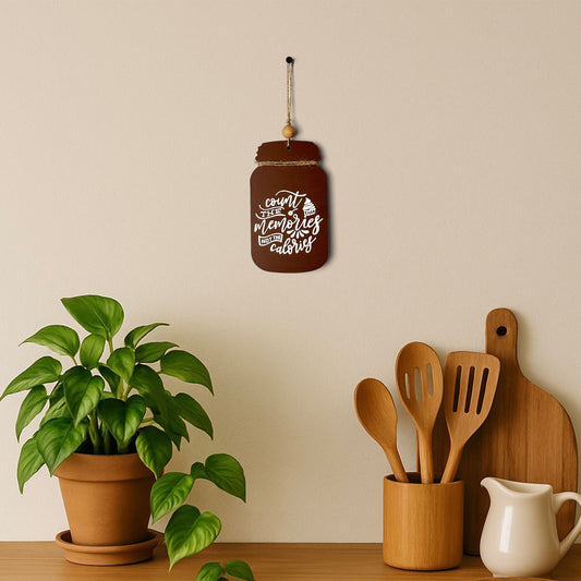 Count The Memories Not The Calories Hand-Painted Wooden Jar Kitchen Wall Hanging - Brown