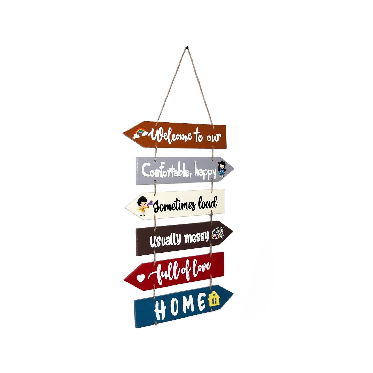 Welcome To Our Home Hand-Painted Wooden Arrow Plank Wall Hanging - Design 2