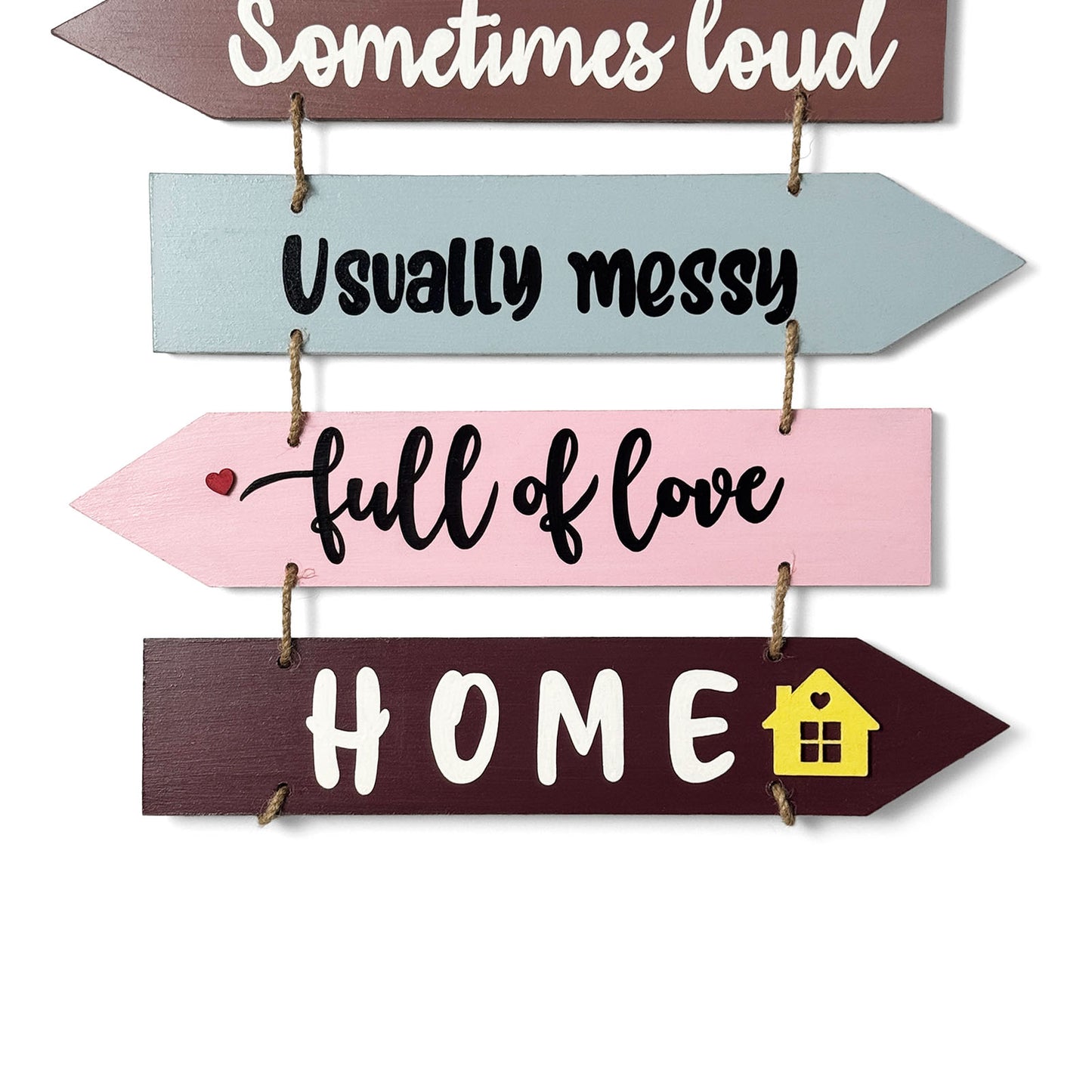 Welcome To Our Home Hand-Painted Wooden Arrow Plank Wall Hanging - Design 10
