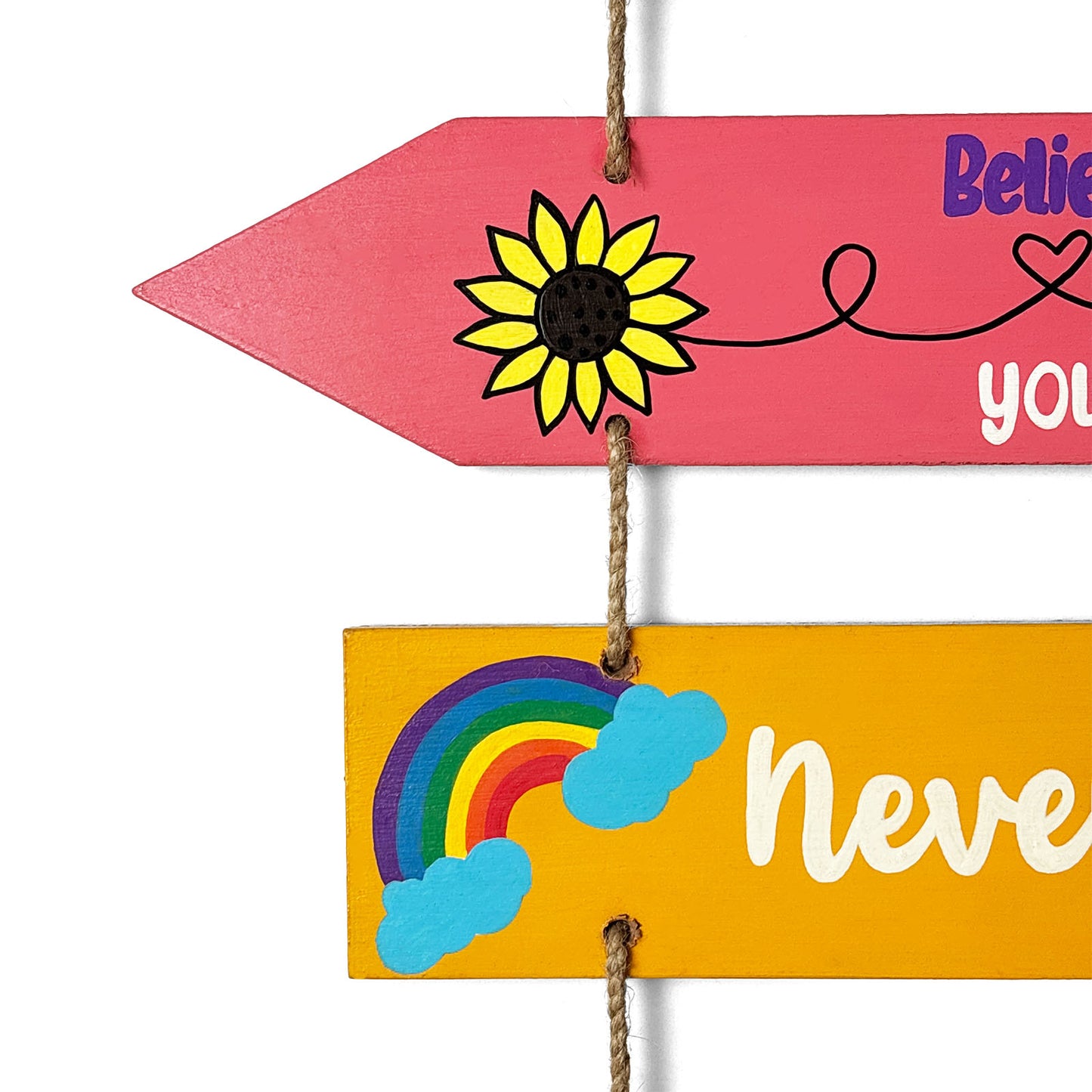 Motivational Quotes Hand-Painted Wooden Arrow Plank Wall Hanging - Design 2