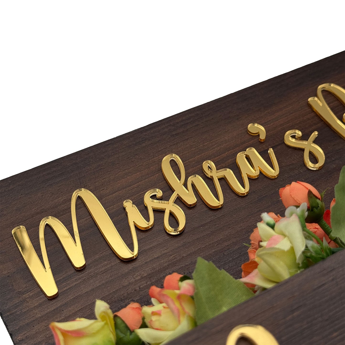 Rectangular Hand-Painted Wooden Planter Name Plate For Home - Wooden Finish
