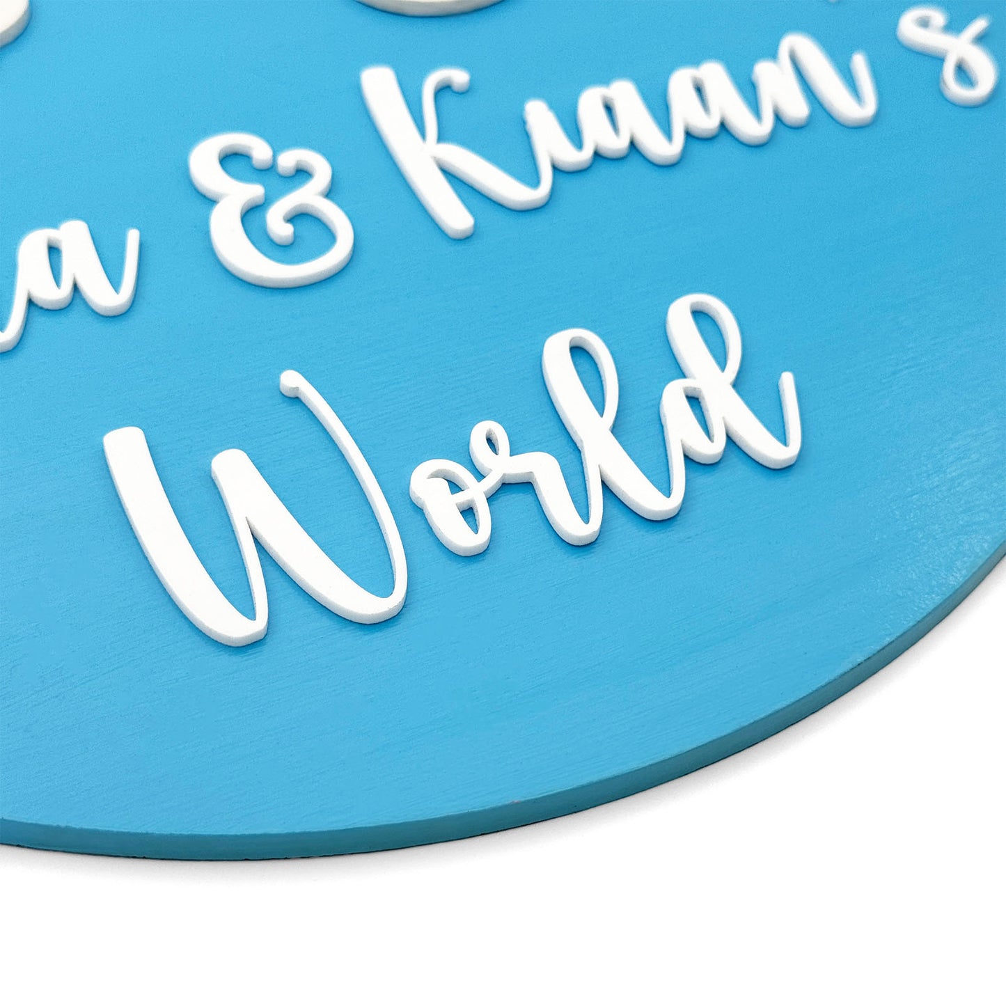 Rainbow Themed Hand-Painted Wooden Round Kids Name Plate