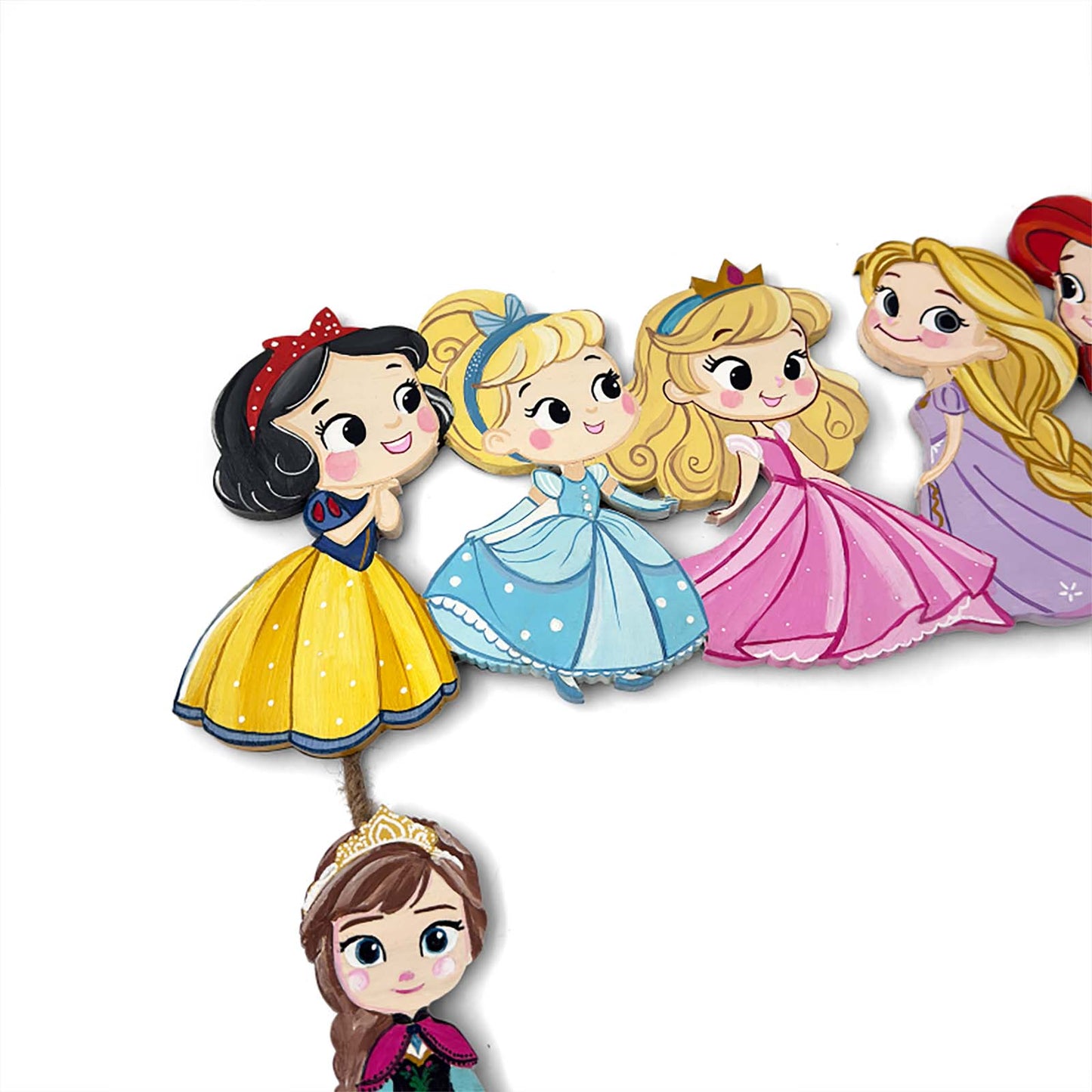 Disney Princess Themed Hand-Painted Wooden Kids Name Plate - Design 1