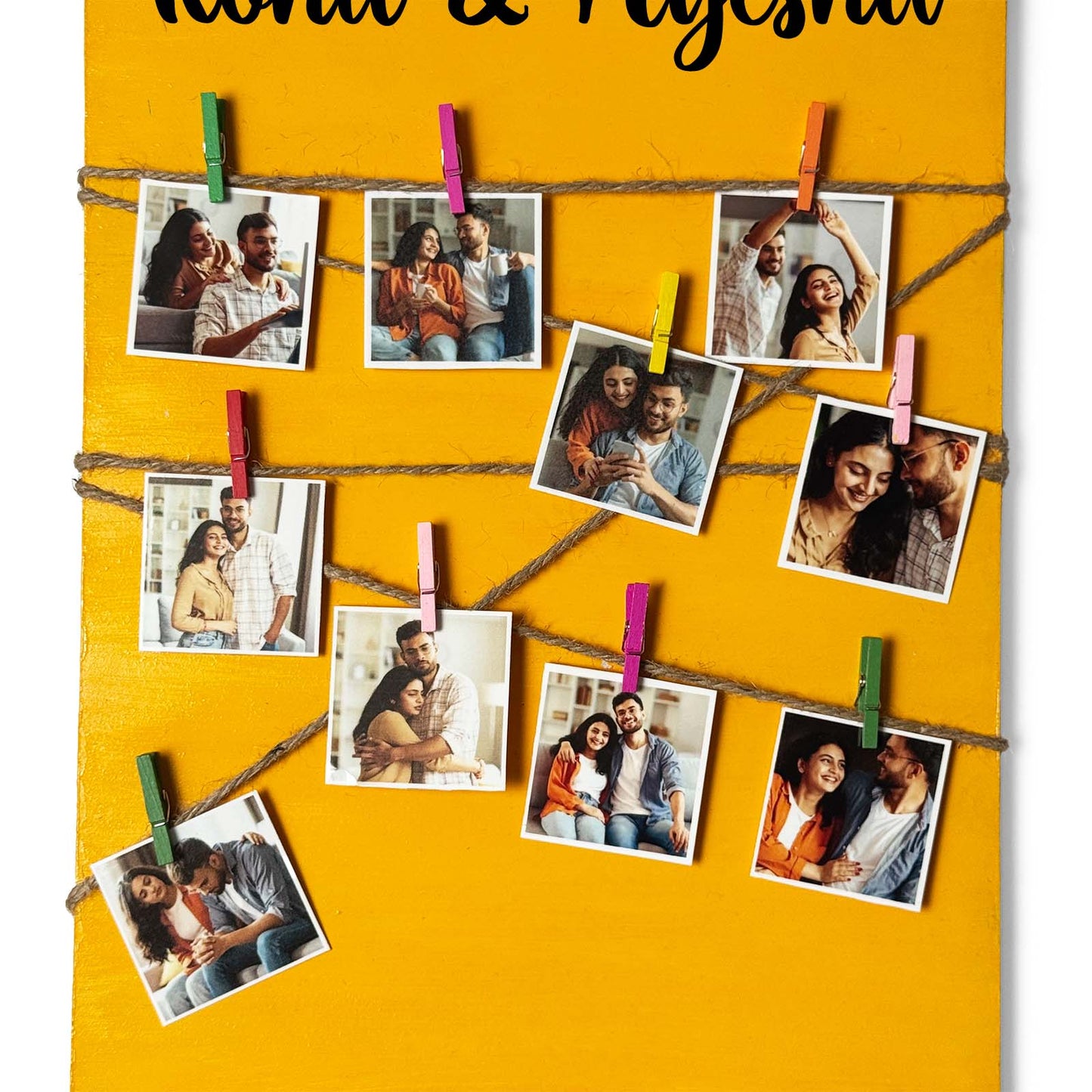 And So Together They Built A Life They Loved Hand-Painted Wooden Photo Holder - Yellow