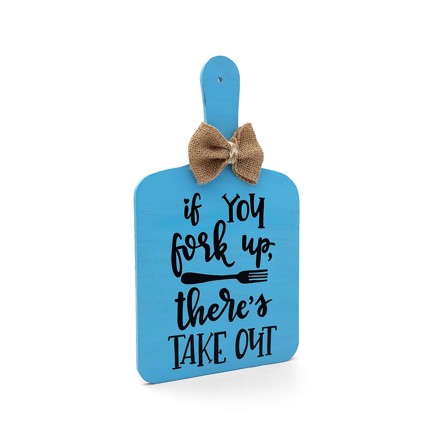 If You Fork Up, There's A Take Out Hand-Painted Wooden Chopping Board Kitchen Wall Hanging - Blue