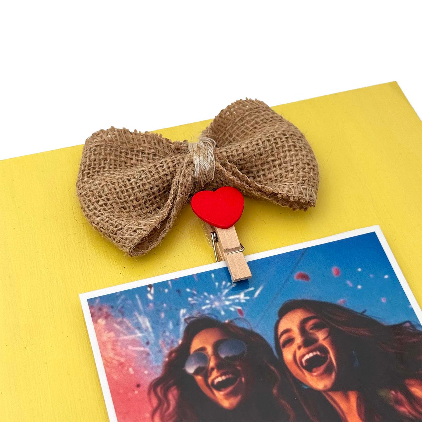 Best Friend Hand-Painted Wooden Photo Holder - Yellow