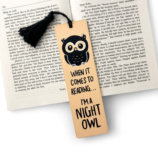 Hand-Painted Wooden Bookmark - I'm A Night Owl