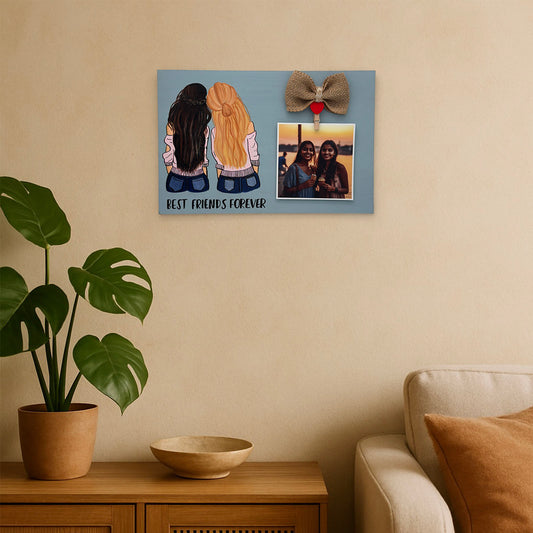 Best Friends Forever Hand-Painted Wooden Photo Holder - Light Grey