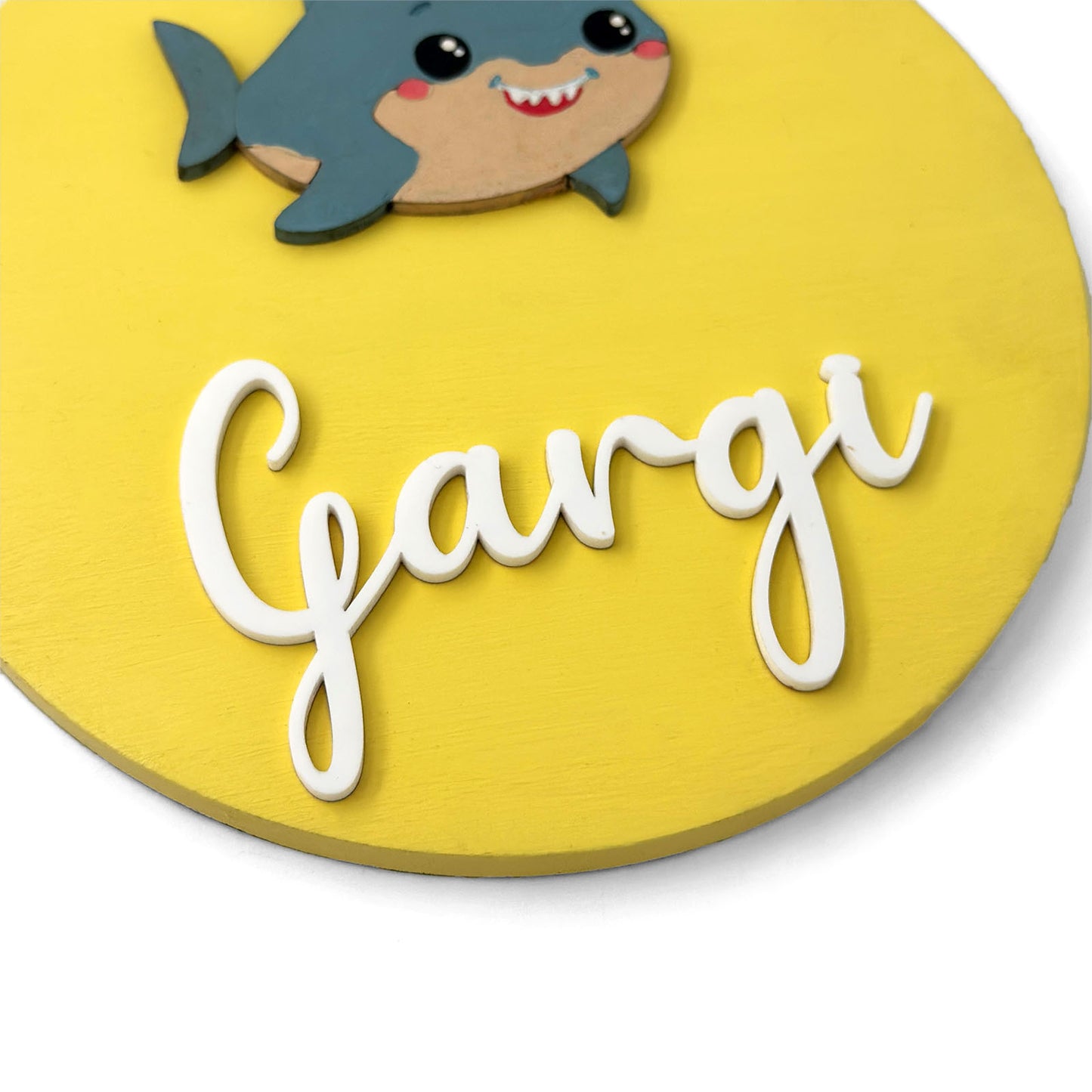 Baby Shark Themed Hand-Painted Wooden Name Plate For Kids