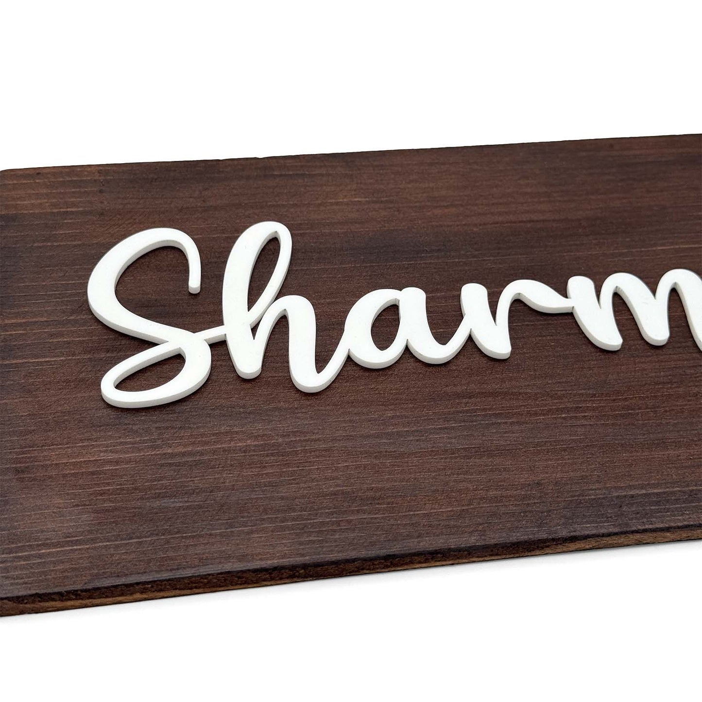 Rectangular Hand-Painted Wooden Name Plate For Home - Wooden Finish