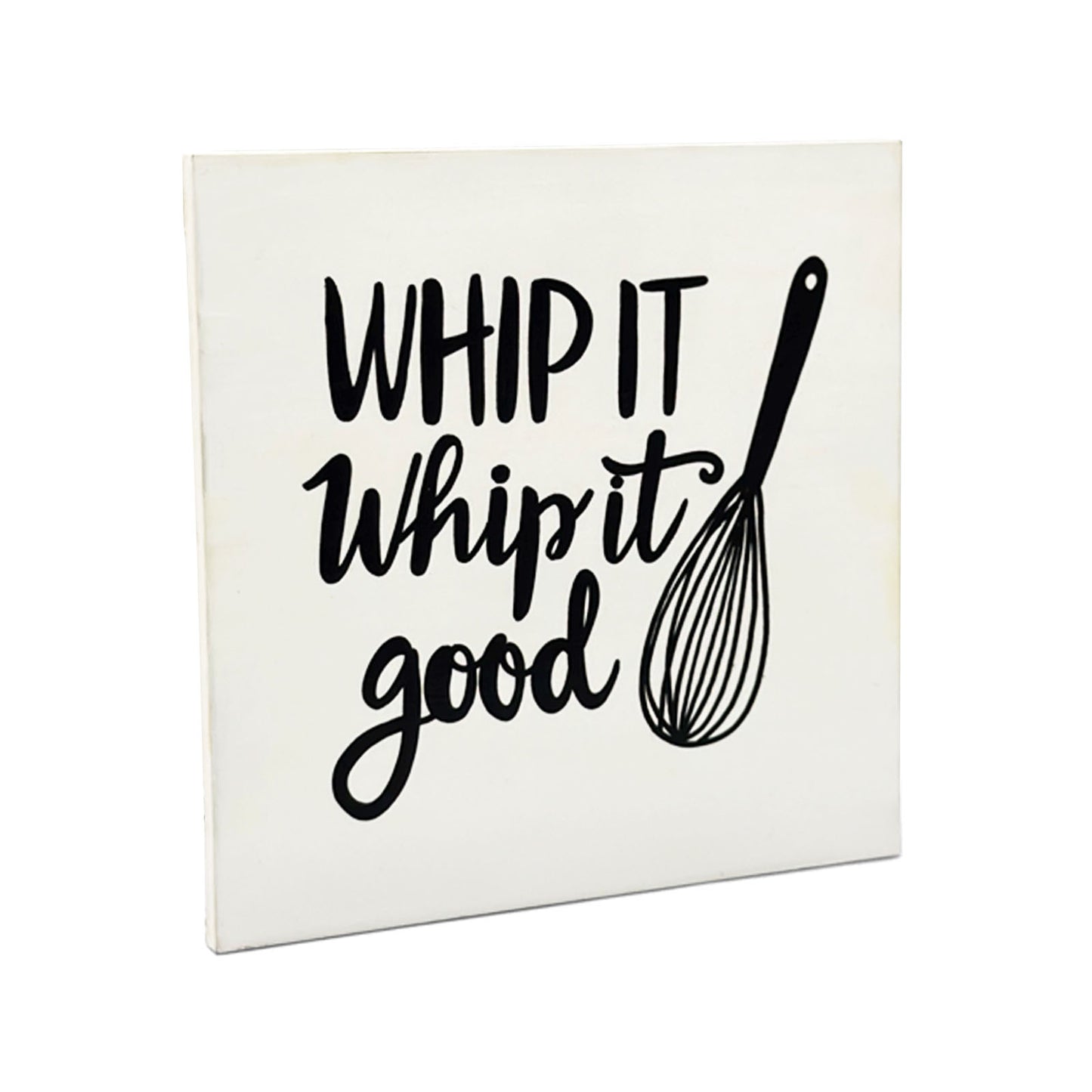 Whip It Good Hand-Painted Wooden Kitchen Wall Hanging - White