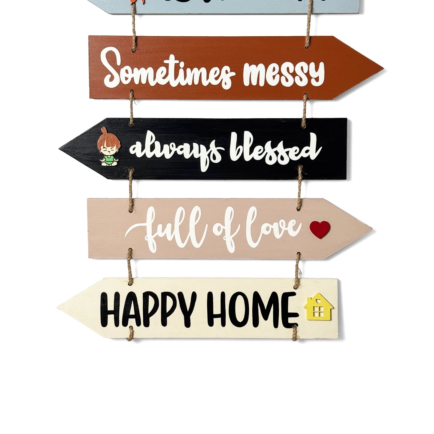 Welcome To Our Home Hand-Painted Wooden Arrow Plank Wall Hanging - Design 7
