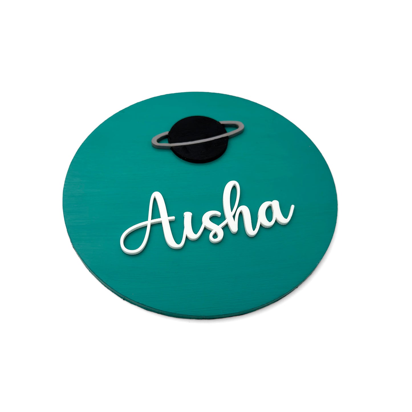 Space Themed Hand-Painted Wooden Mini Kids Name Plate