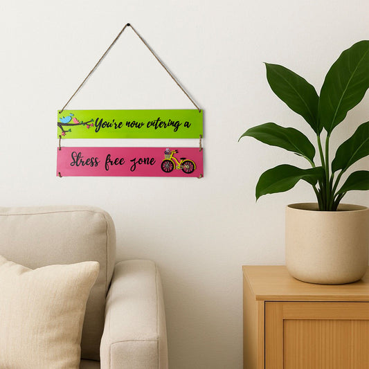 Stress Free Zone Hand-Painted Wooden Plank Wall Hanging - Design 1